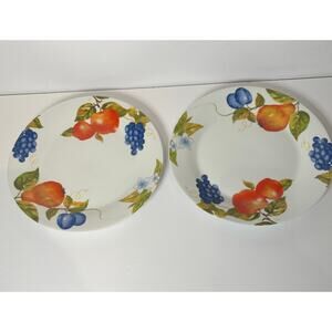 Pfaltzgraff Orchard 10 1/2" Dinner Plate Set of 2 Fruit Apple Grape Blueberry